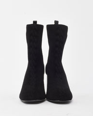 Hermès Black Chenille Knit Fabric Jenna 90 Ankle Boots - 41