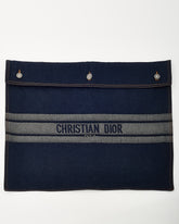 Dior Blue Denim Christian Dior Embroidered Logo Pouch