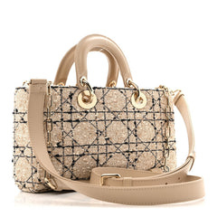 Tweed Cannage Medium Lady D-Joy Natural Black
