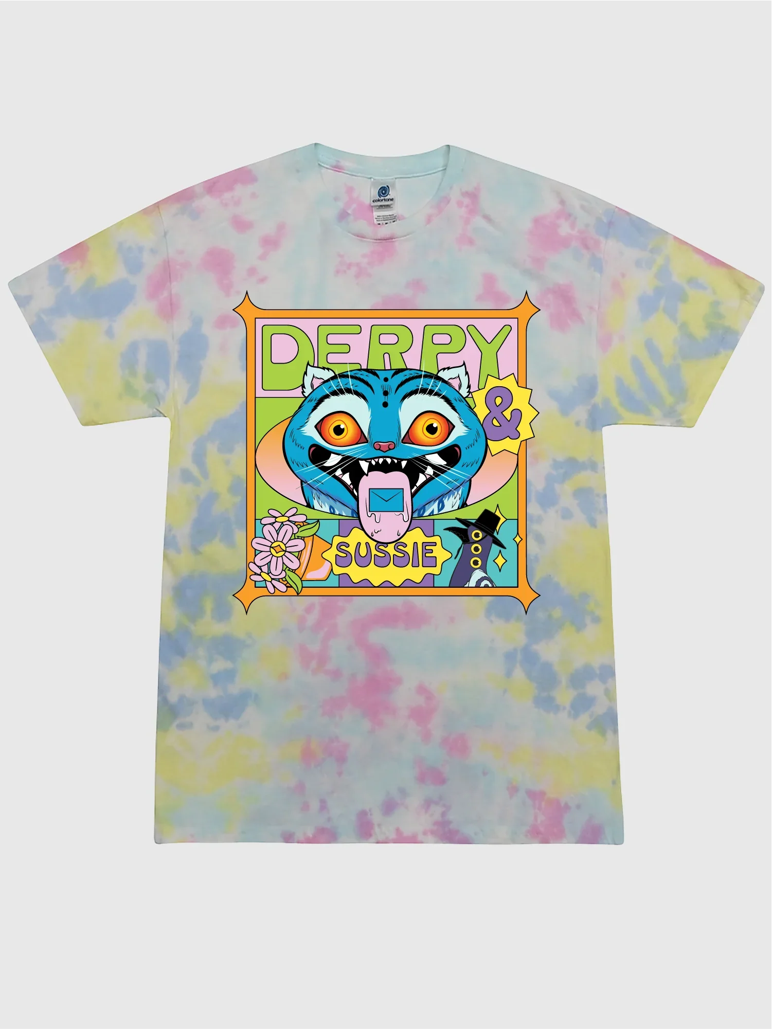 KPop Demon Hunters Adult Tie-Dye T-Shirt Derpy & Sussie Summer Vibes