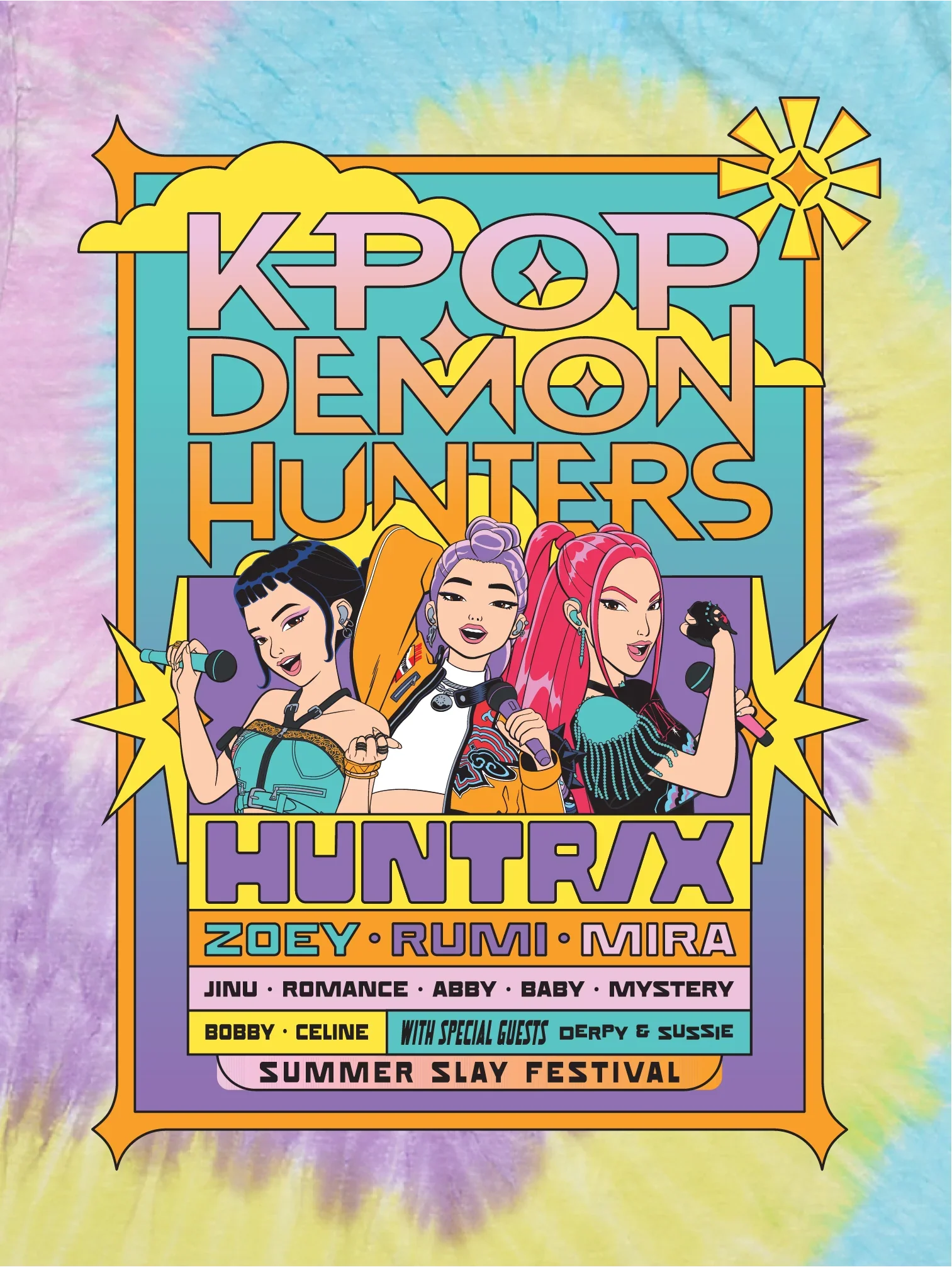 KPop Demon Hunters Toddler Tie-Dye T-Shirt HUNTR/X Summer Festival