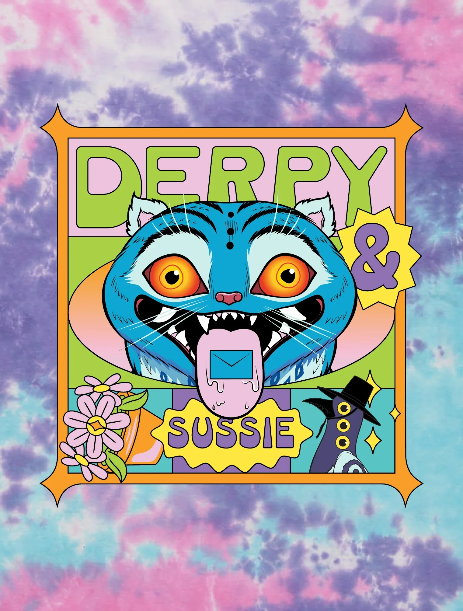 KPop Demon Hunters Youth Tie-Dye T-Shirt Derpy & Sussie Summer Time