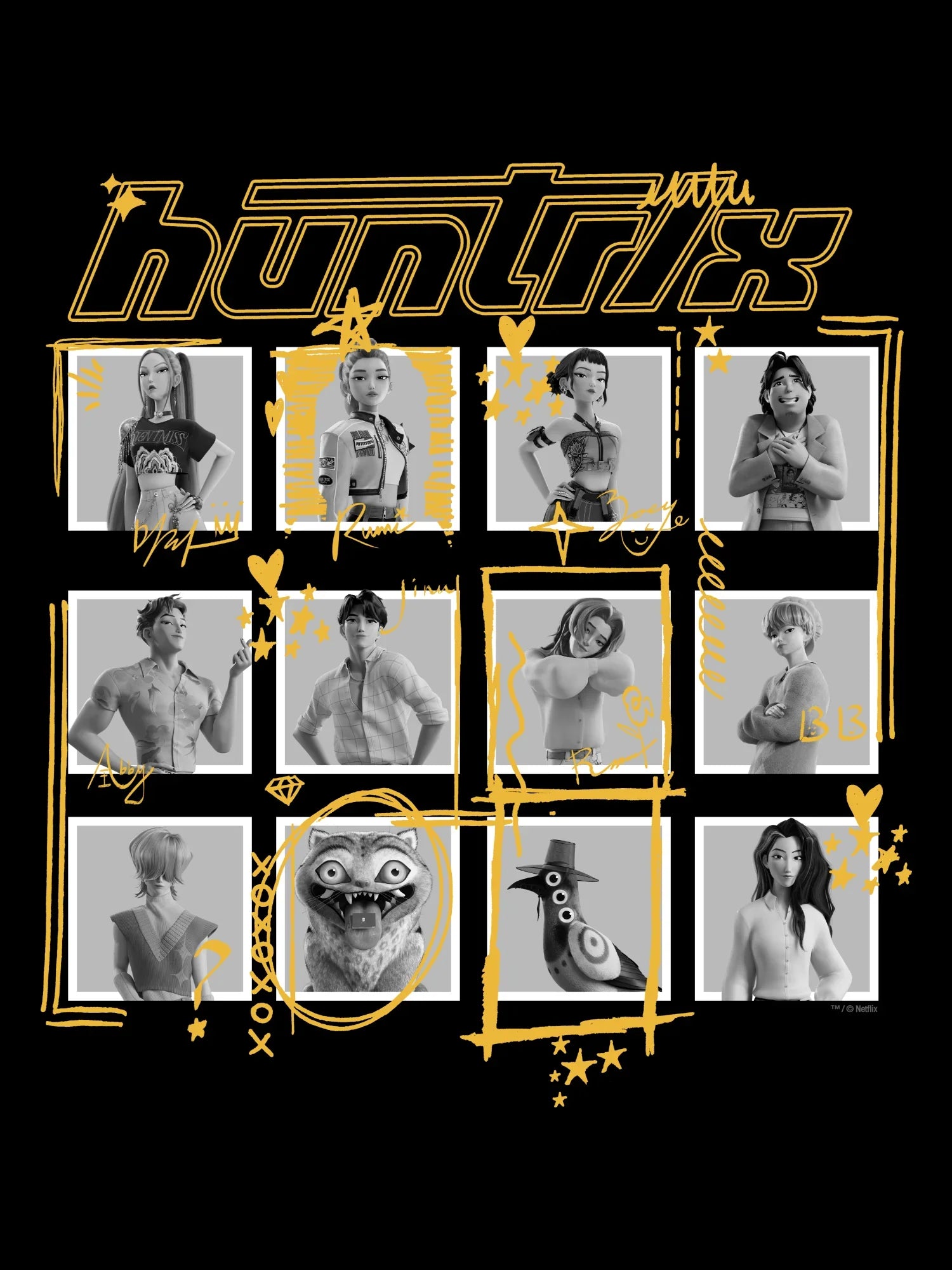 KPop Demon Hunters Metallic Ink Youth T-Shirt HUNTR/X & Saja Boys