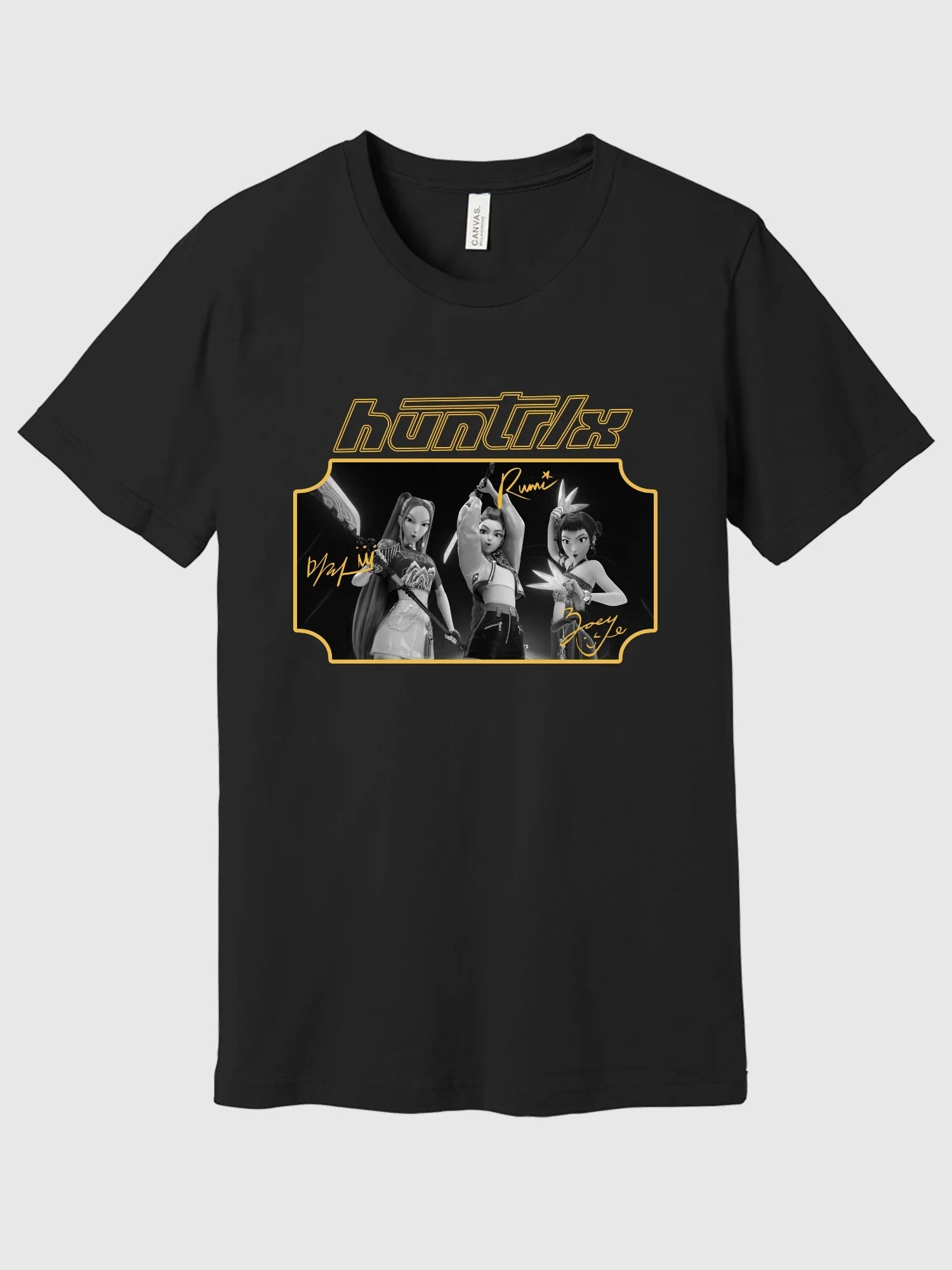 KPop Demon Hunters Gold Foil T-Shirt HUNTR/X Signatures