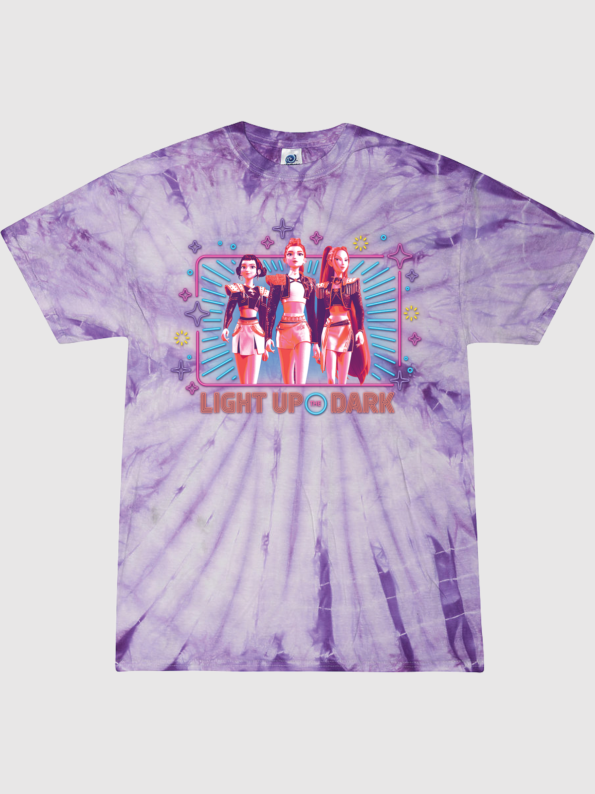 KPop Demon Hunters Adult Tie-Dye T-Shirt HUNTR/X Light Up the Dark