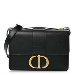 Box Calfskin 30 Montaigne Flap Bag Black