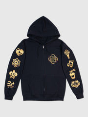 KPop Demon Hunters Gold Foil Adult Full-Zip Hoodie HUNTR/X Icons