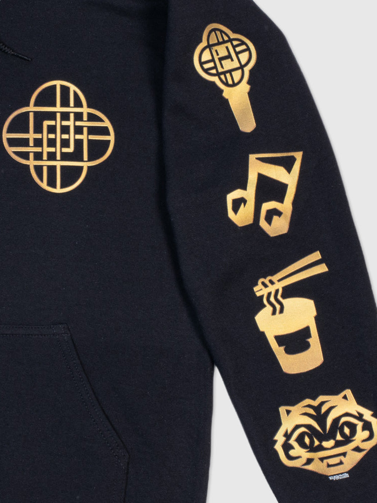 KPop Demon Hunters Gold Foil Youth Full-Zip Hoodie HUNTR/X Icons