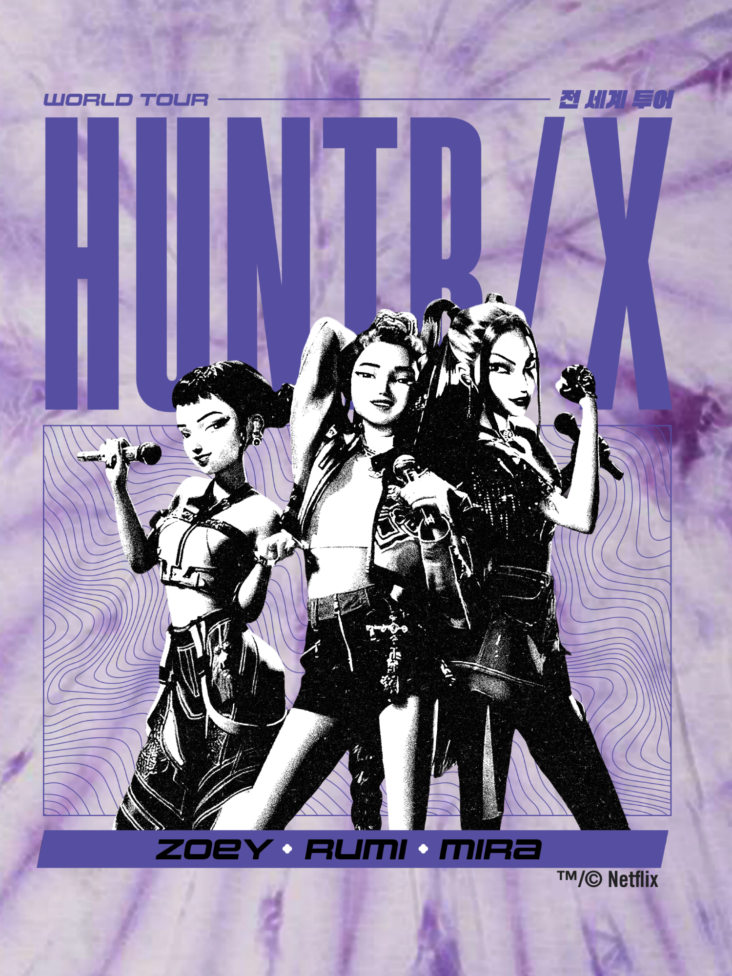 KPop Demon Hunters HUNTR/X Youth Tie-Dye T-Shirt