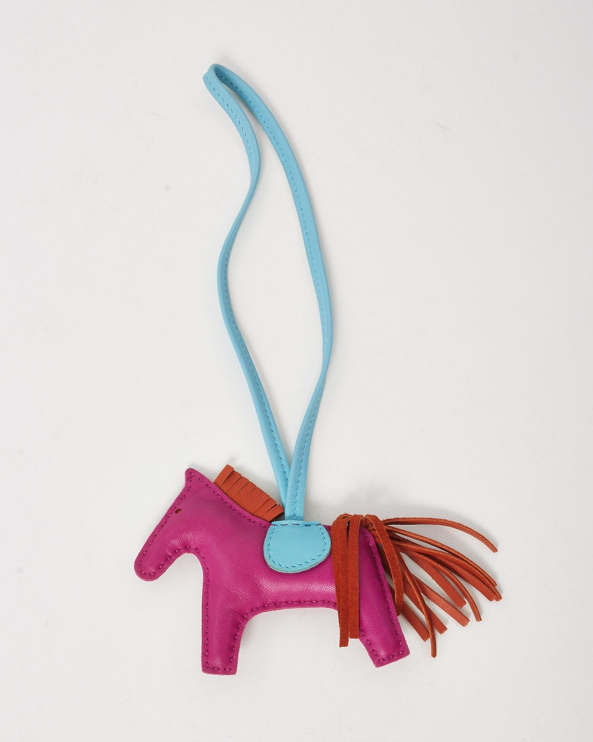Hermès Rose Poupre/Blue Celeste/ Cornaline Milo Lambskin Grigri Rodeo Bag Charm PM