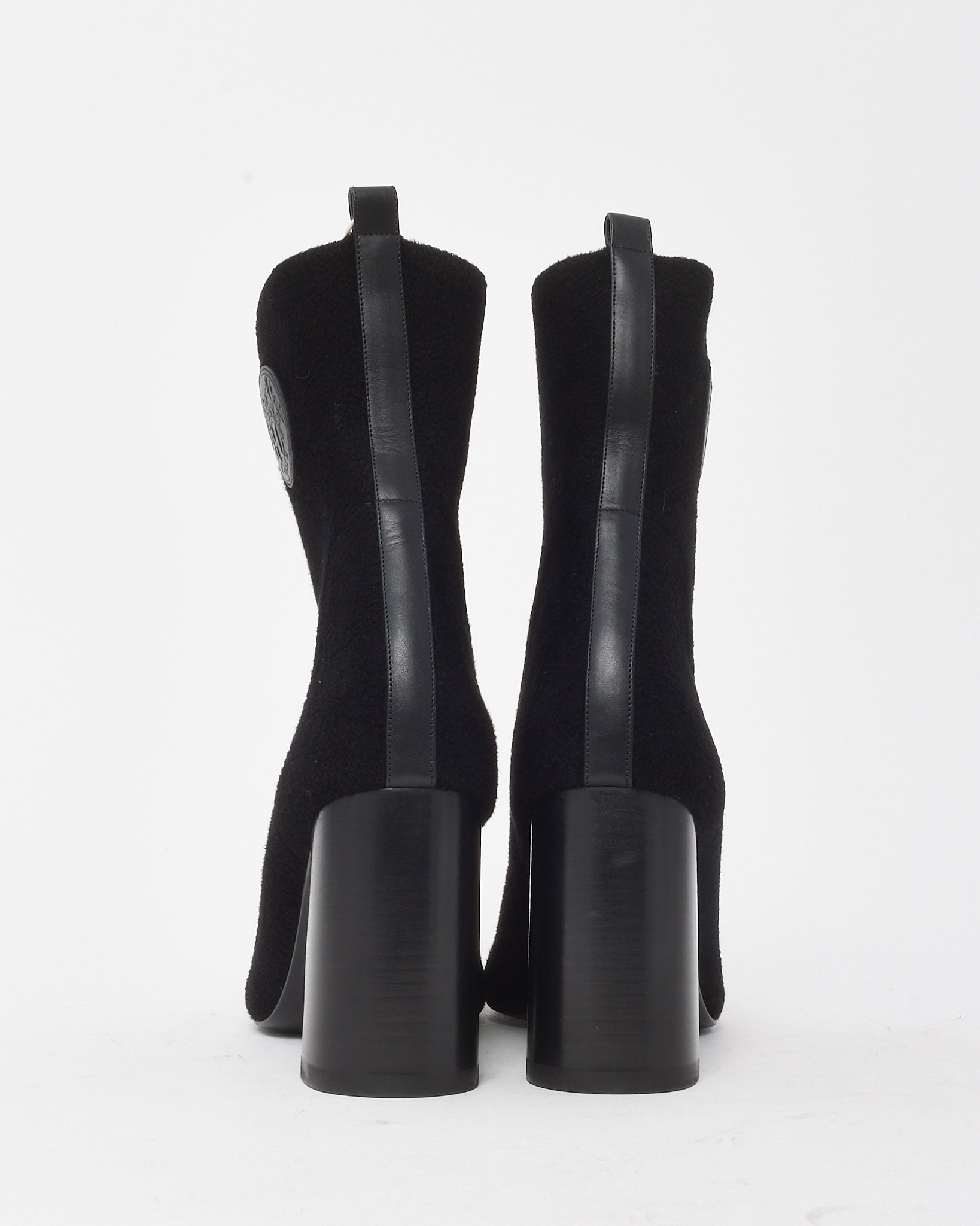 Hermès Black Chenille Knit Fabric Jenna 90 Ankle Boots - 41