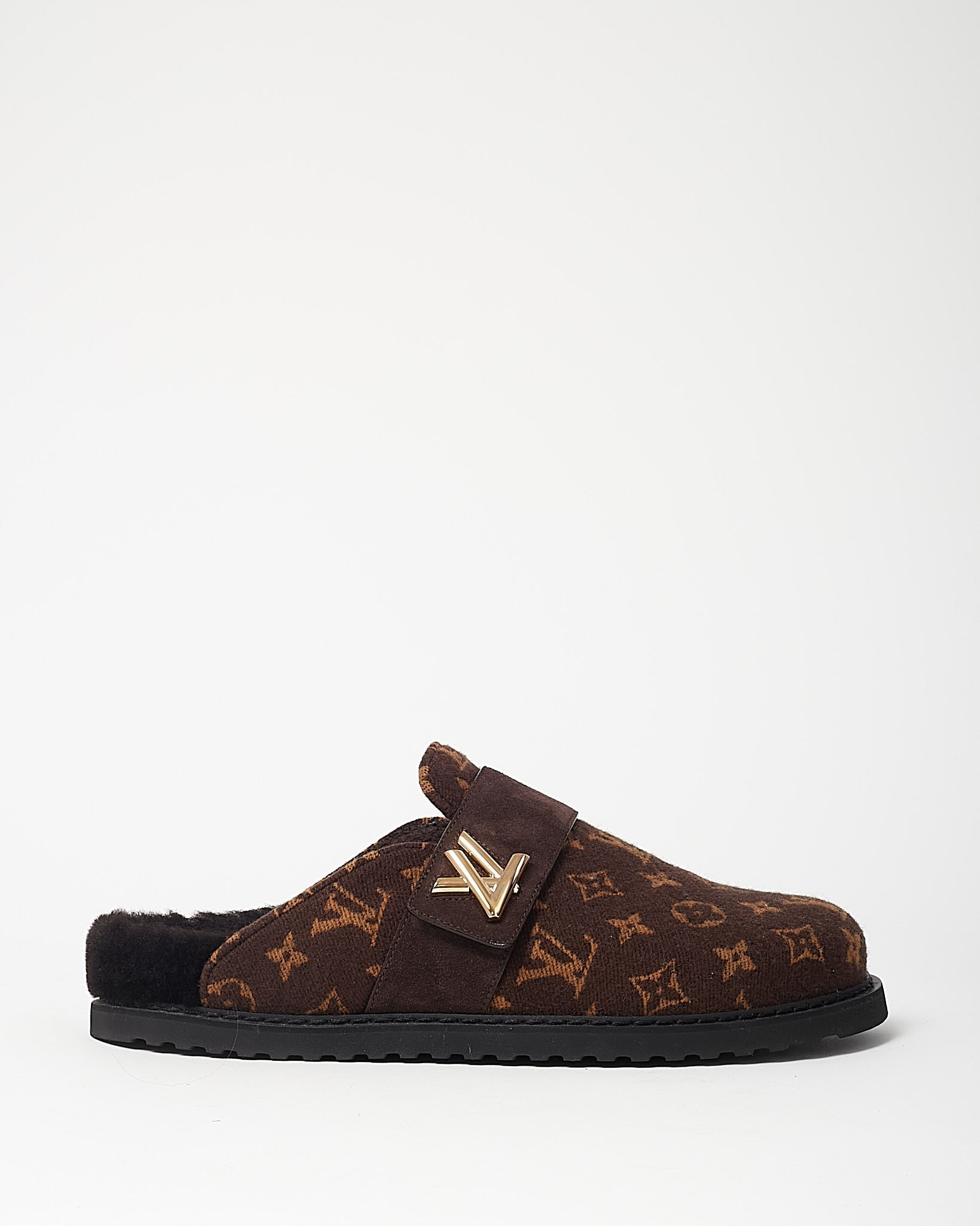 Louis Vuitton Brown Monogram Cashgora Wool LV Cosy Flat Comfort Closed Mules - 41