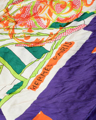 Hermès Purple & Orange Multi Plisse Pleated Shawl Scarf